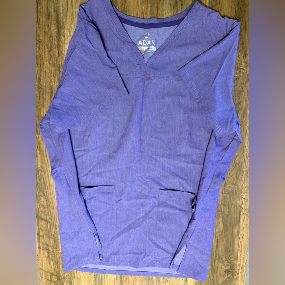 Adar Heather Purple Pro Scrub Top